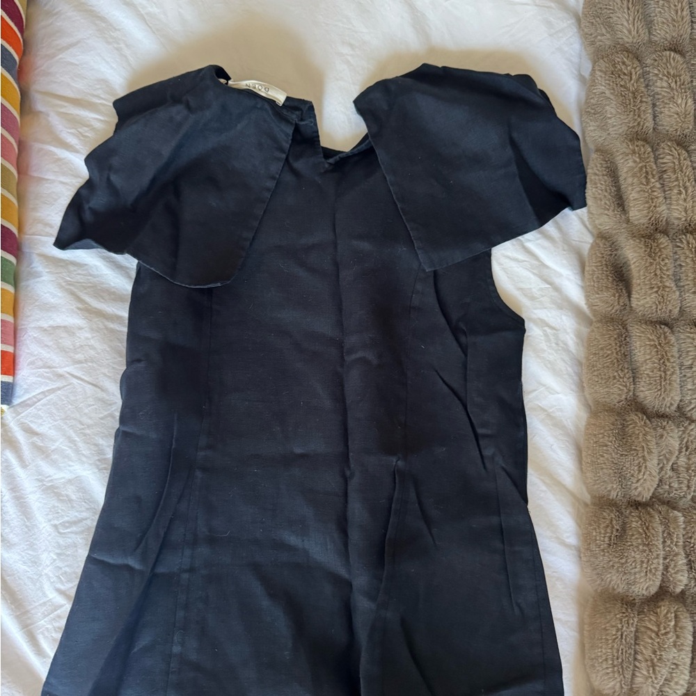 Doen Monroe Mini Black Linen Dress - Picture 2 of 5